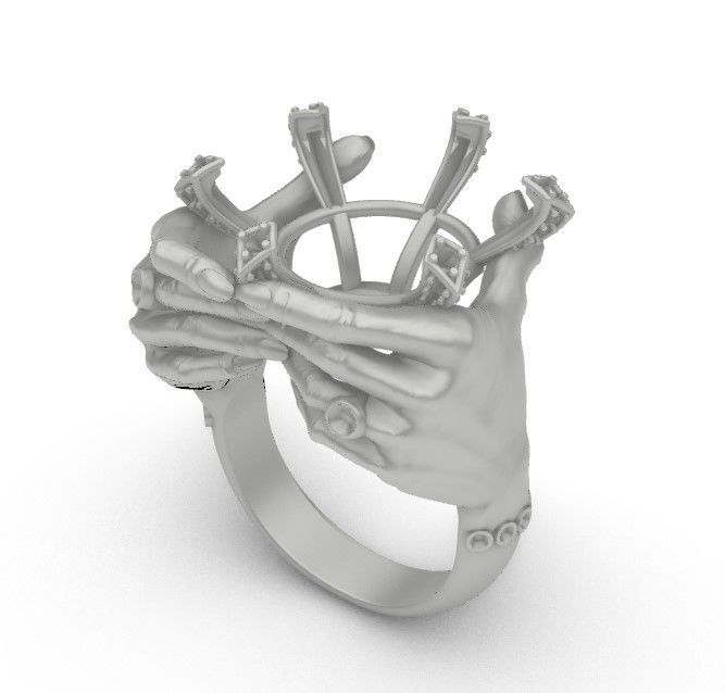Hands around the gemstone 3D print model_4