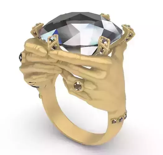 Hands around the gemstone 3D print model