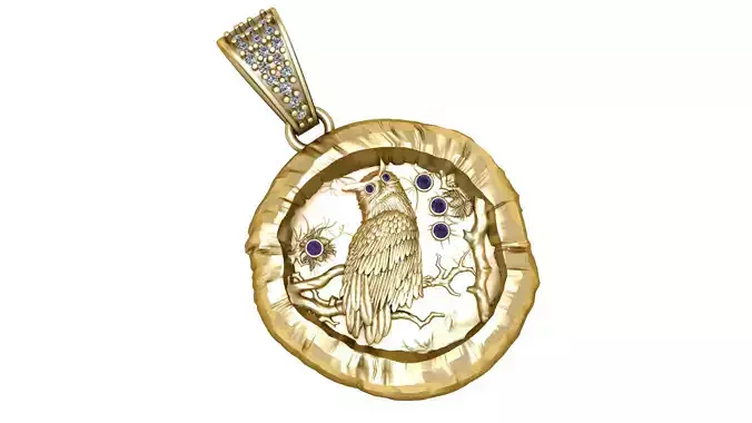 OWL BIRD COIN PENDANT 3D PRINTABLE MODEL