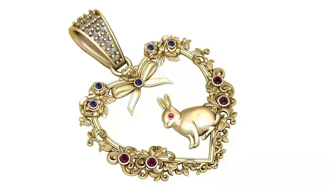 HEART AND RABBIT PENDANT 3D PRINTABLE MODEL