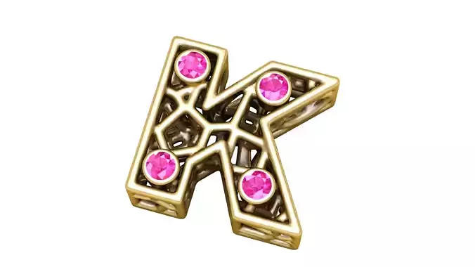 SIMPLE ALPHABET K PENDANT 3D PEINTABLE MODEL 