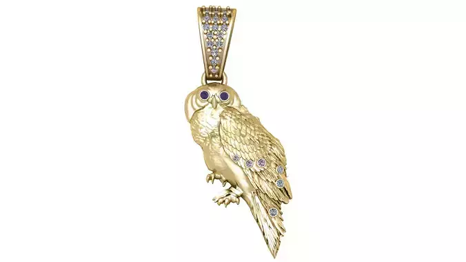 OWL BIRD SAPPHIRE PENDANT 3D PRINTABLE MODEL