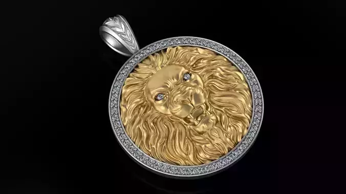 Lion pendant 3DM STL OBJ model for 3D printing and CNC