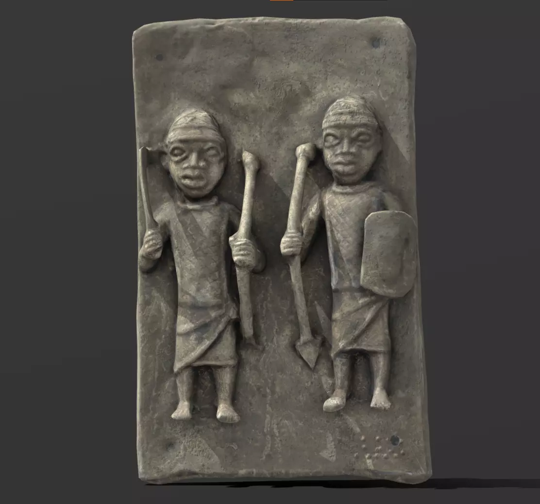 Relief Plaque with Edo Warriors Low-poly 3D model