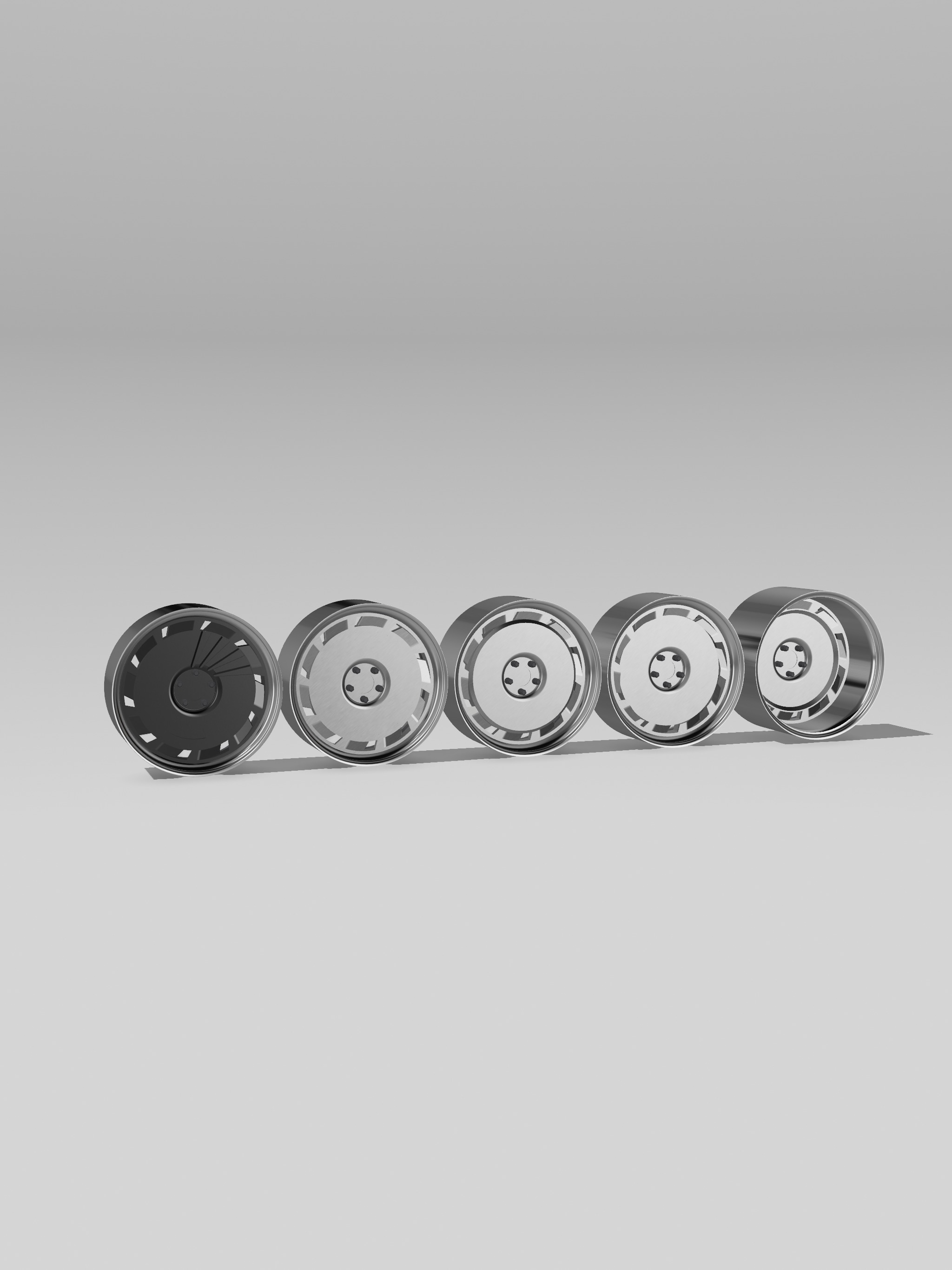 Billet C4 Corvette Wheels Set x5 Centers x2 widths 3D print model_8