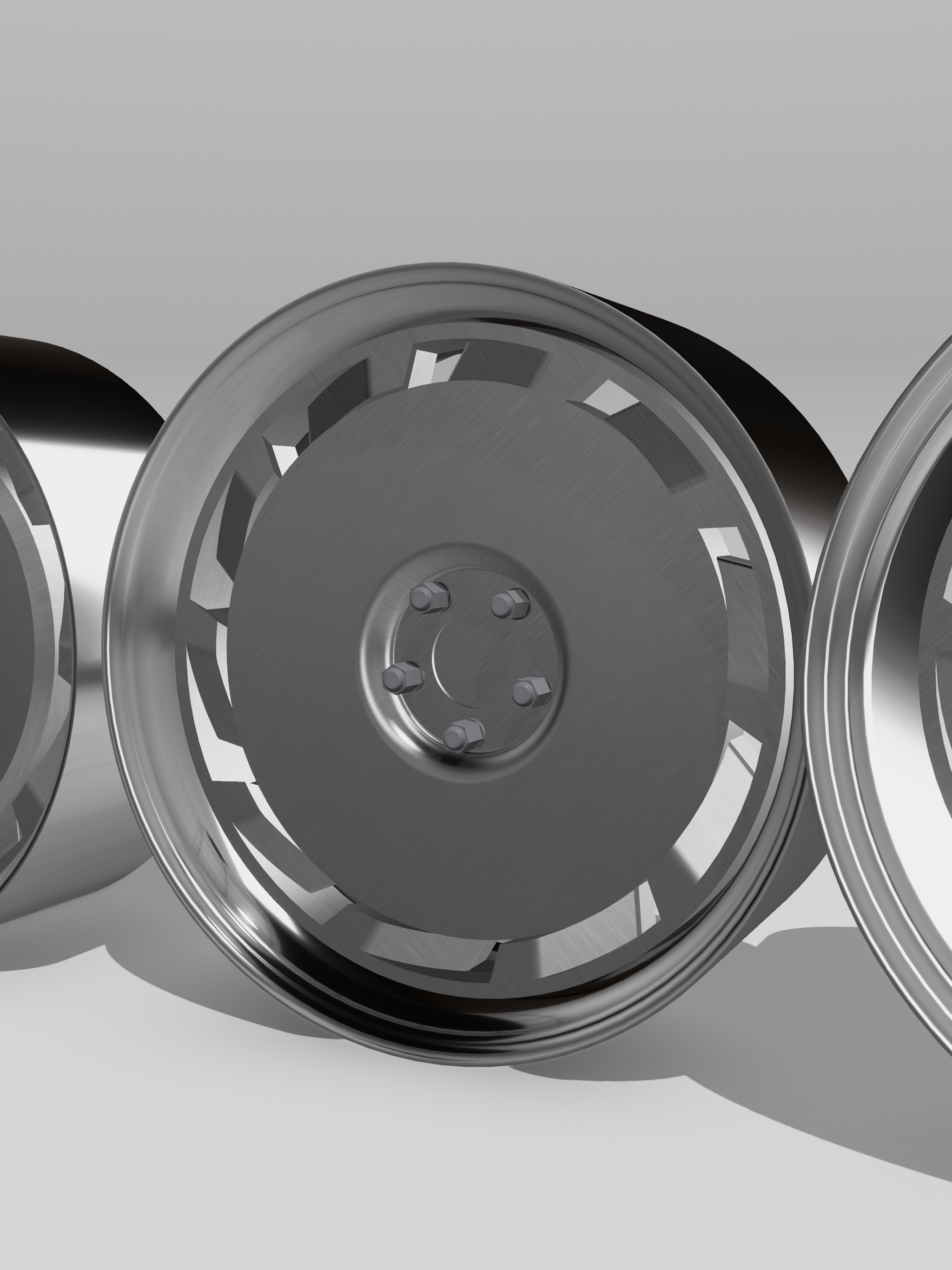 Billet C4 Corvette Wheels Set x5 Centers x2 widths 3D print model_4