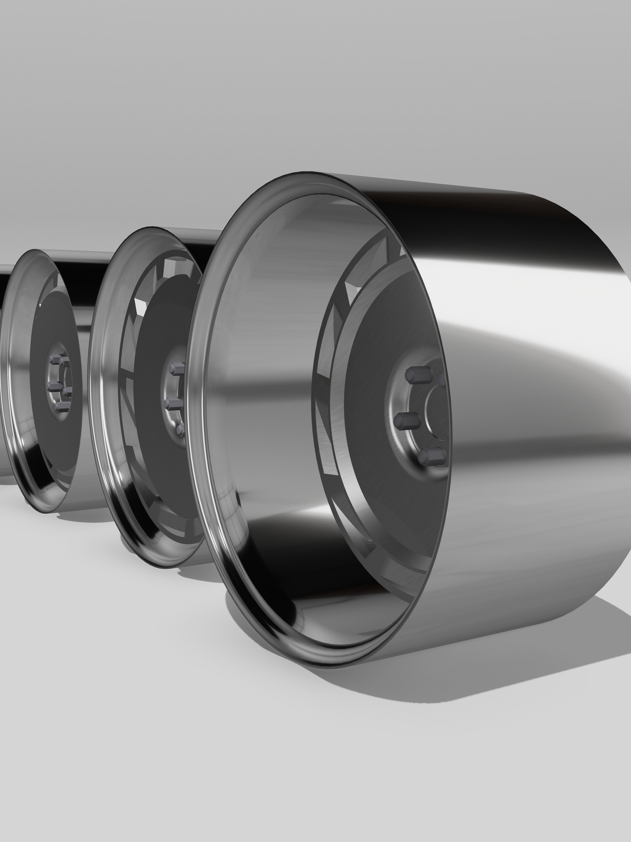 Billet C4 Corvette Wheels Set x5 Centers x2 widths 3D print model_7