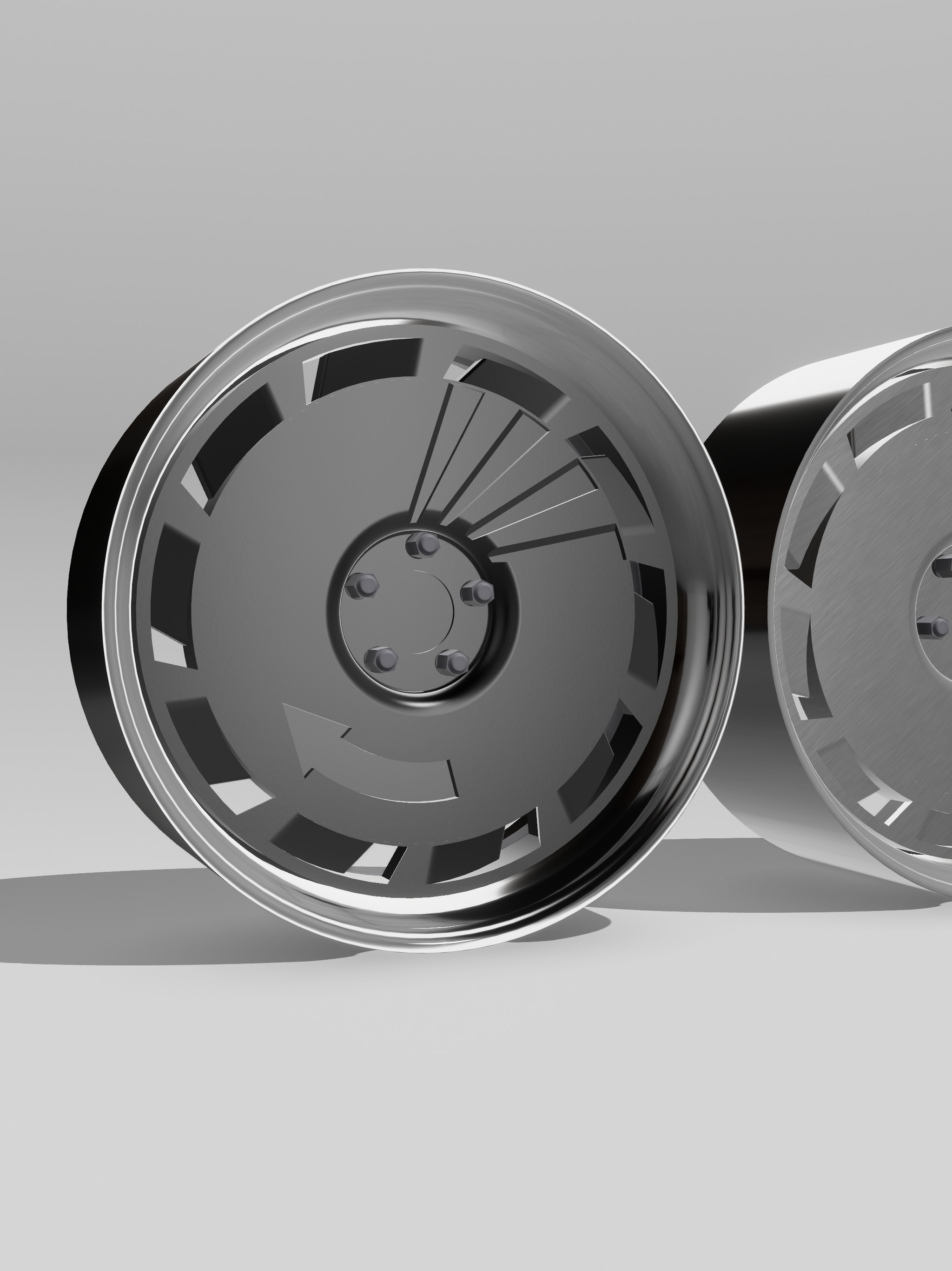 Billet C4 Corvette Wheels Set x5 Centers x2 widths 3D print model_1