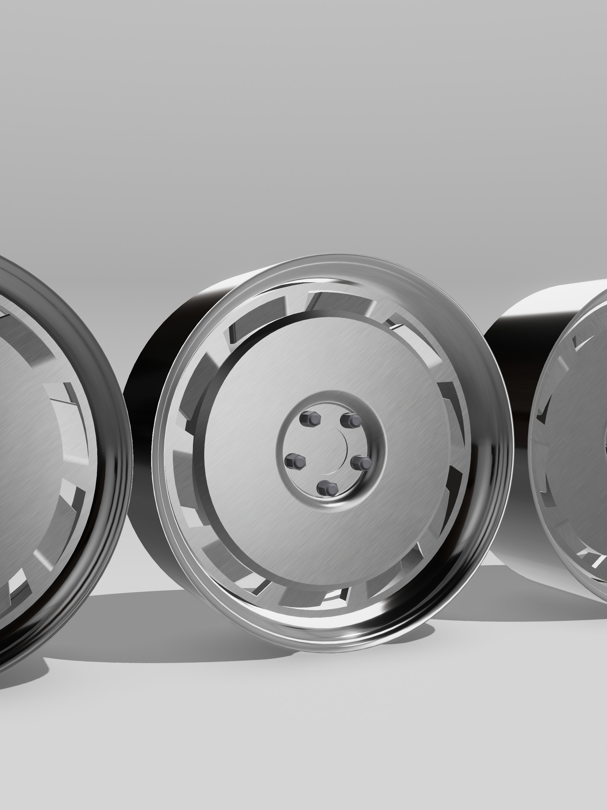 Billet C4 Corvette Wheels Set x5 Centers x2 widths 3D print model_3