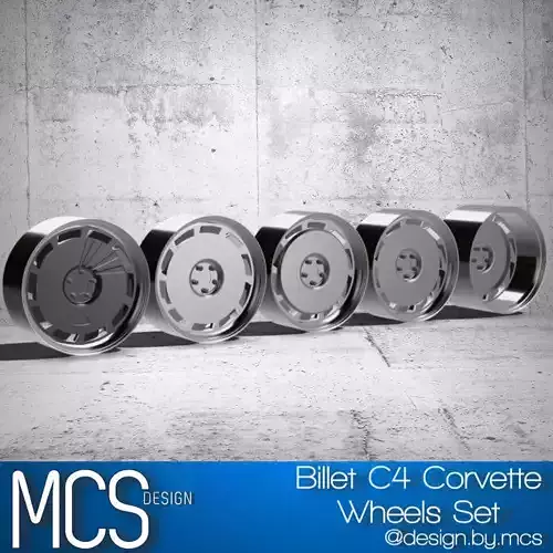 Billet C4 Corvette Wheels Set x5 Centers x2 widths 3D print model