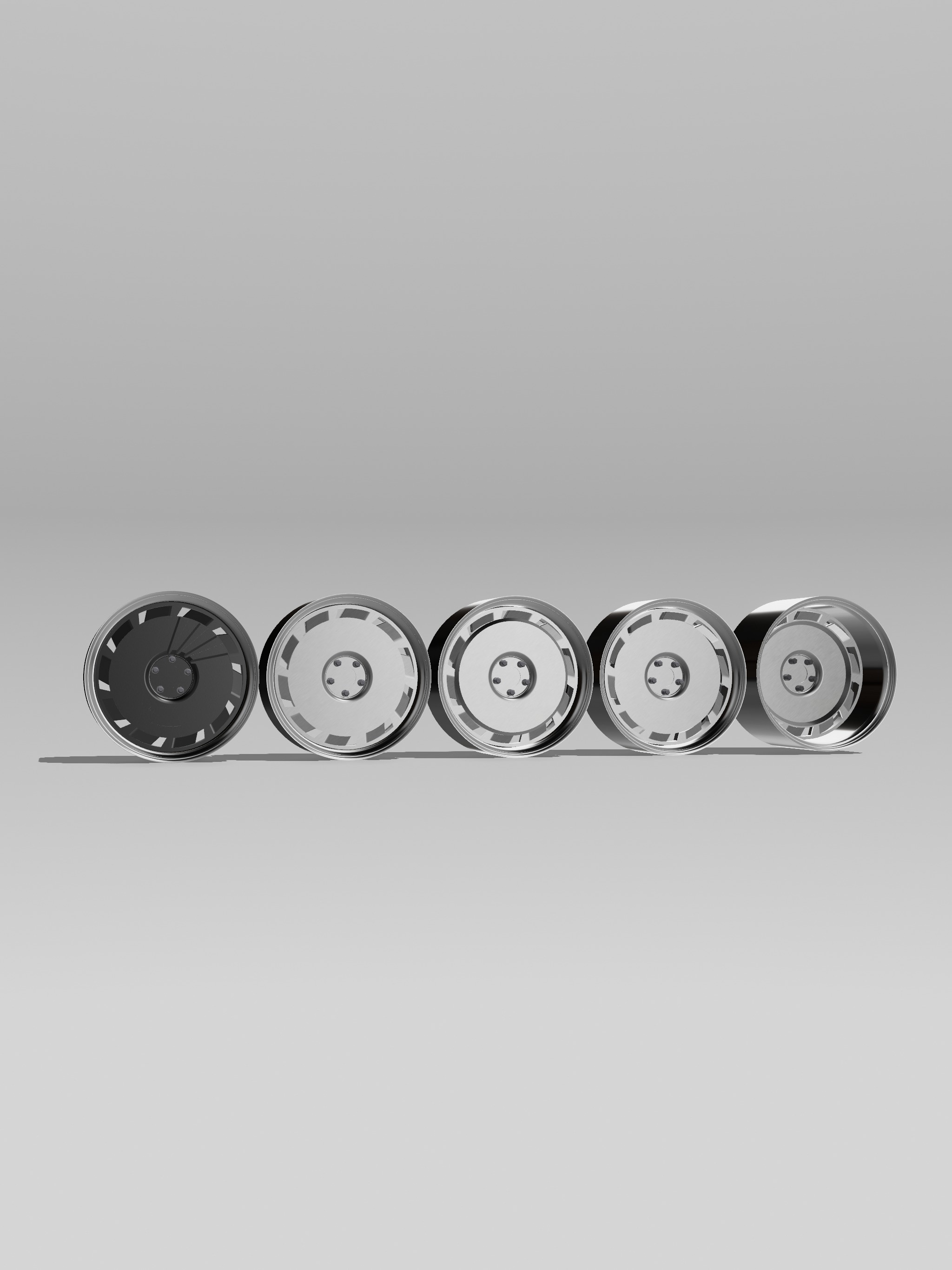 Billet C4 Corvette Wheels Set x5 Centers x2 widths 3D print model_9