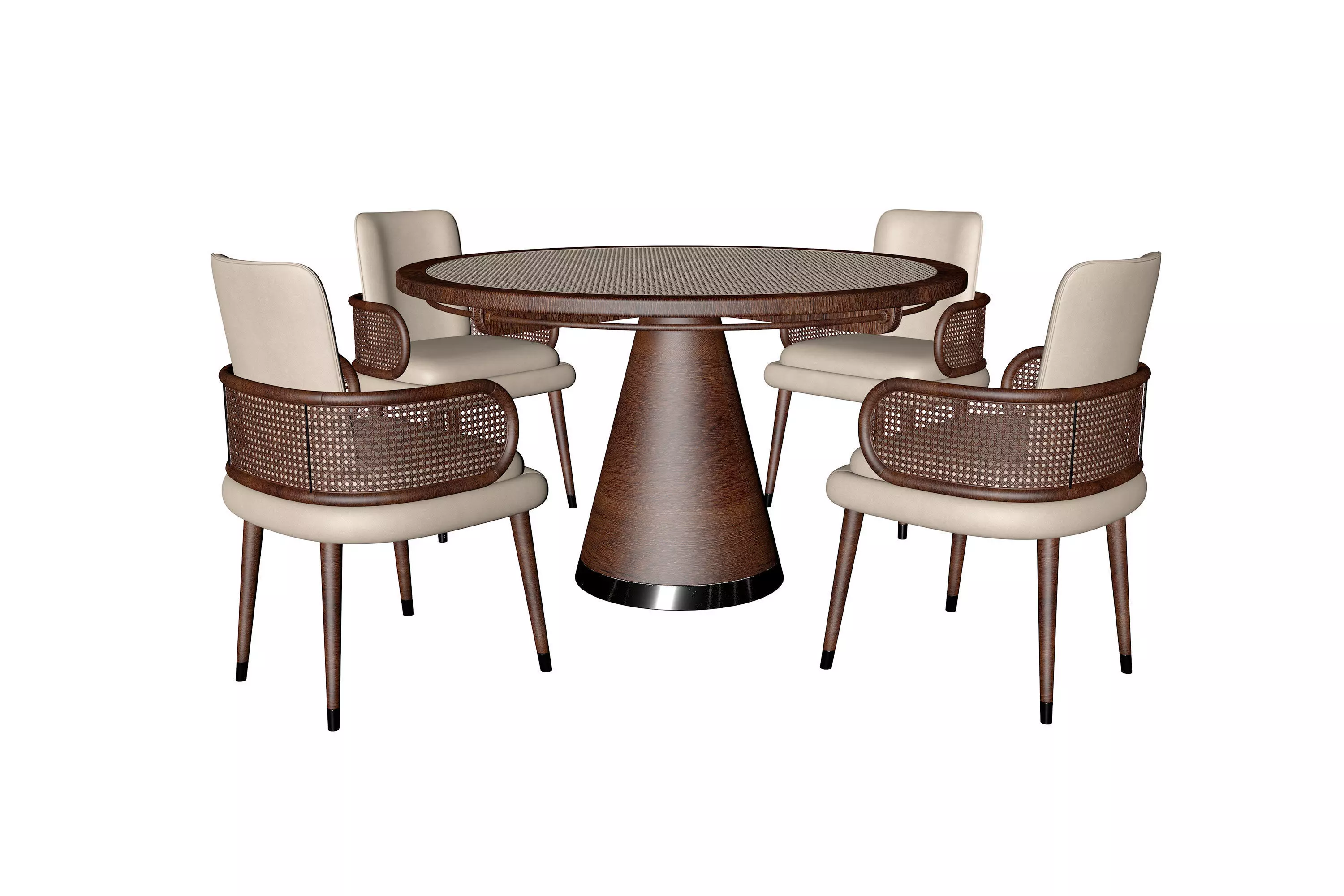 table with four chairs and Wood top 3D model_0