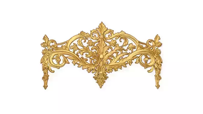 Classic Carved Bed 3D model 14 