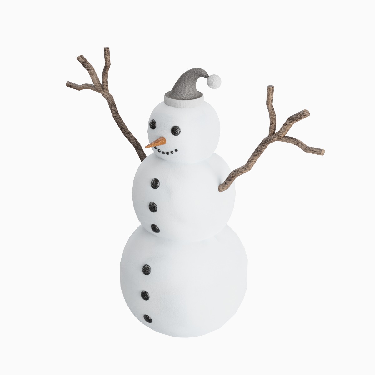 Snowman 01 Low-poly 3D model_5