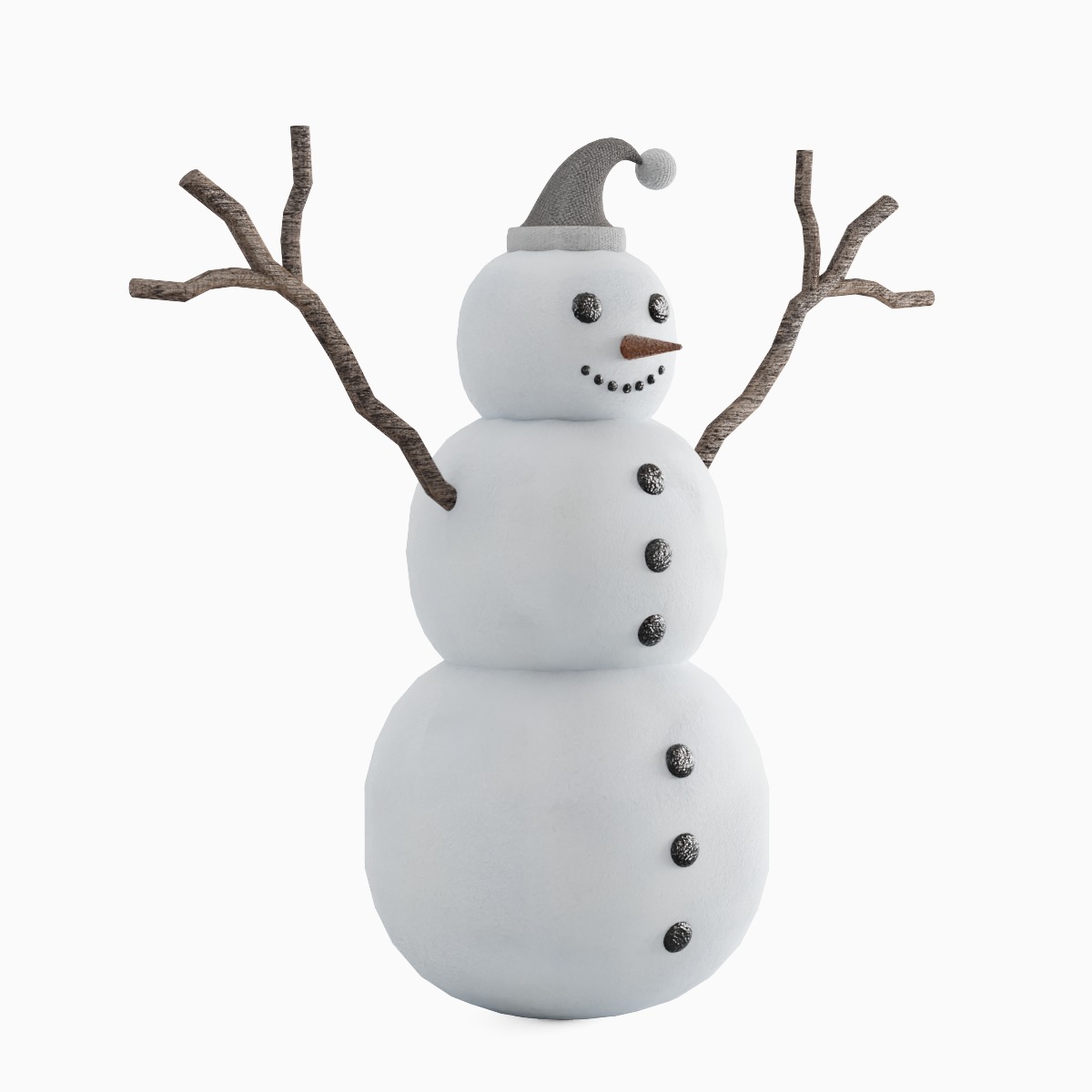 Snowman 01 Low-poly 3D model_1