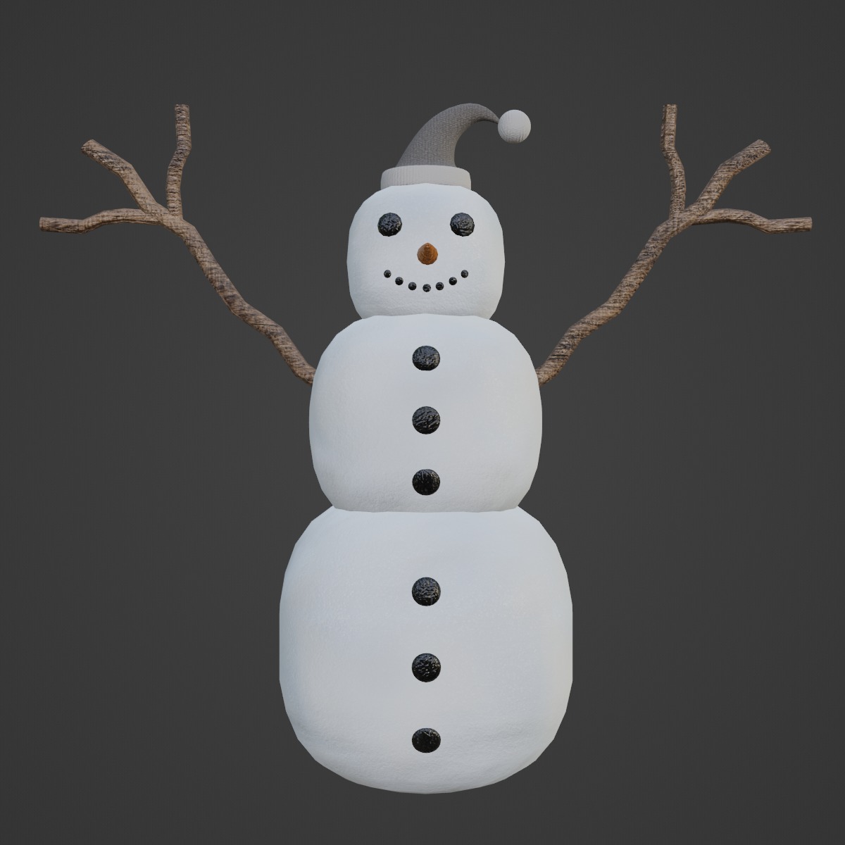 Snowman 01 Low-poly 3D model_6
