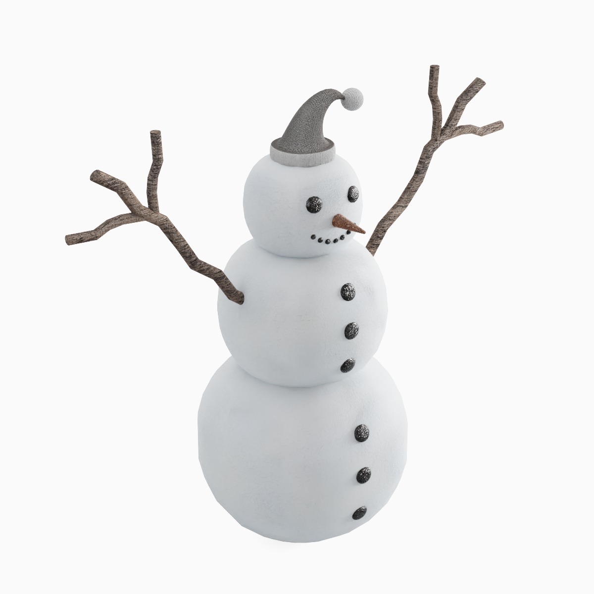 Snowman 01 Low-poly 3D model_4