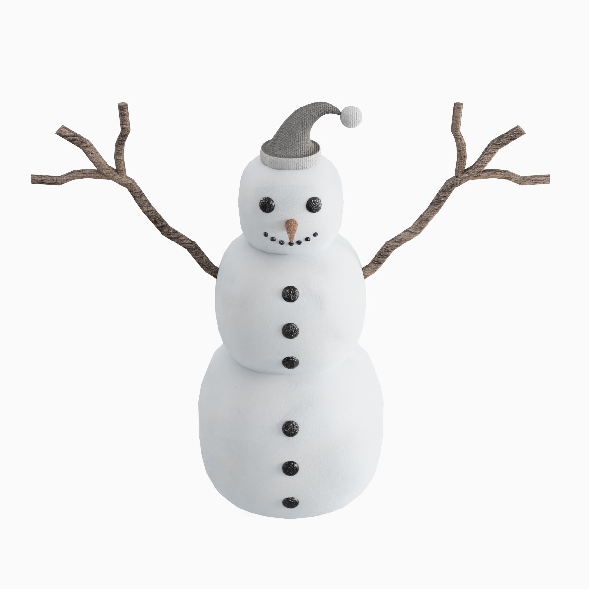 Snowman 01 Low-poly 3D model_3
