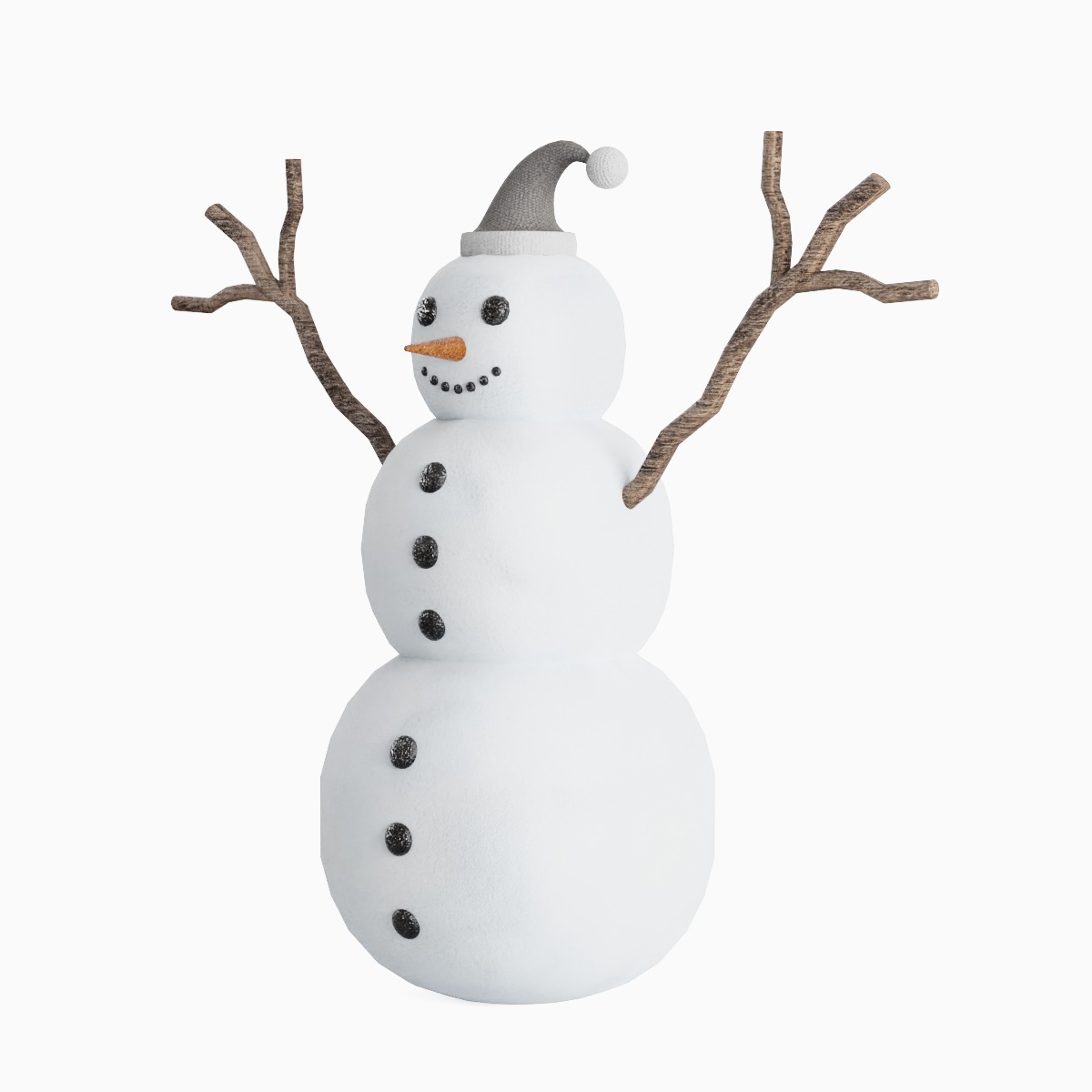 Snowman 01 Low-poly 3D model_2