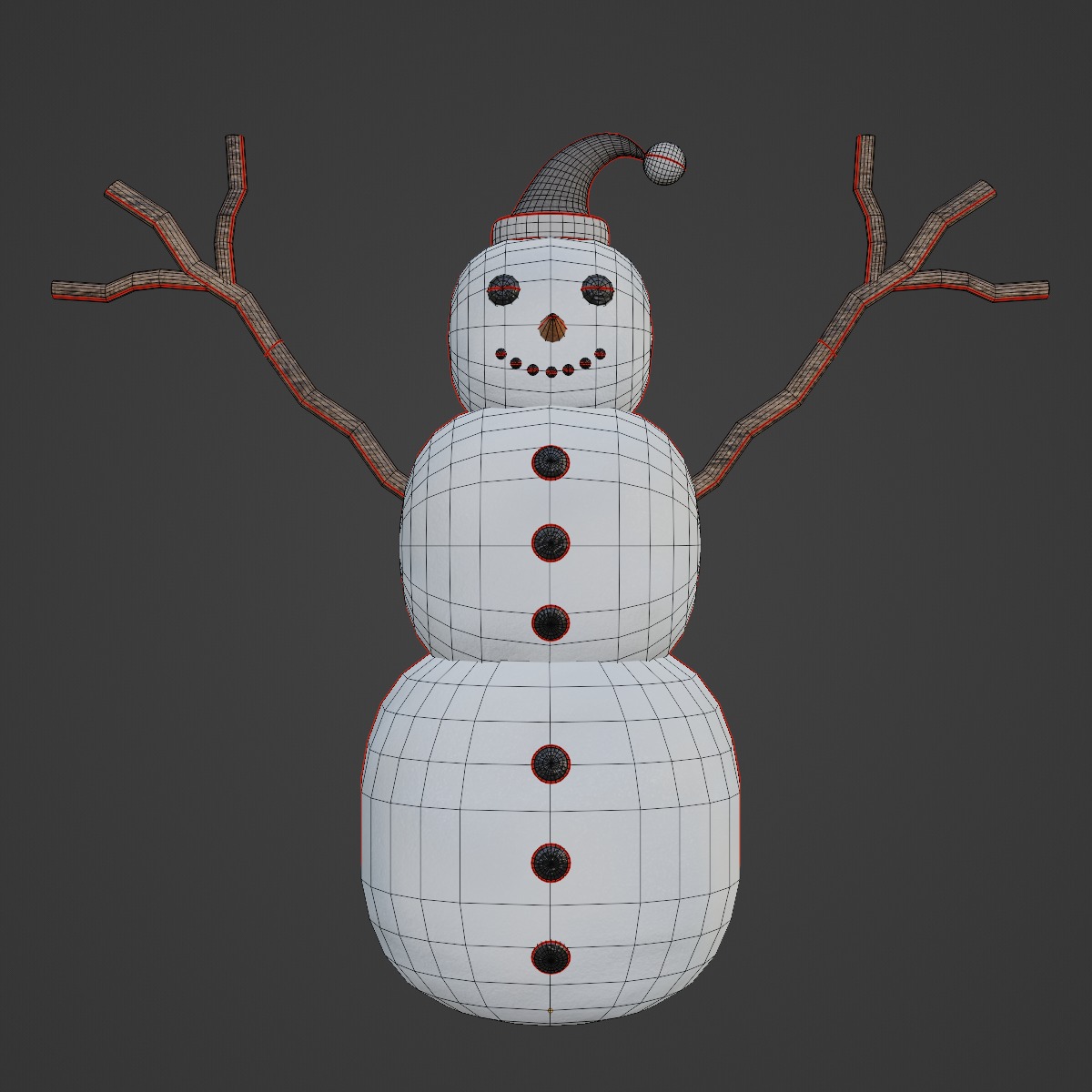 Snowman 01 Low-poly 3D model_7