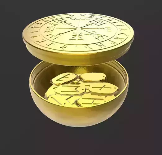 Runes Container with screw top and runes 3D print model