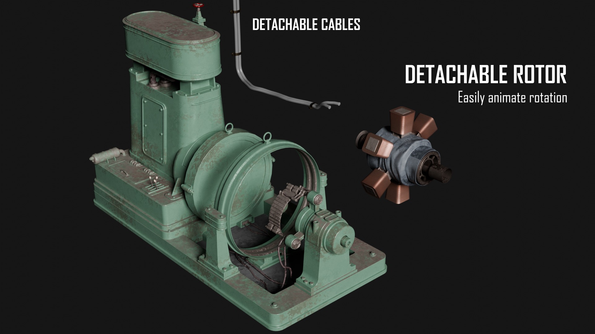 Old Electric Power Generator - Modular - Blender UE5 Ready Low-poly 3D model_1
