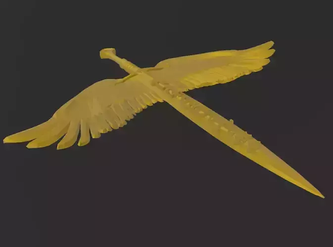 Saint Michael the Archangel sword and wings symbol 3D print model