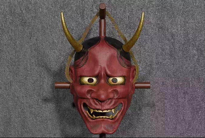  Red Hanya mask theatre  Noh Japan 3D model 3D model