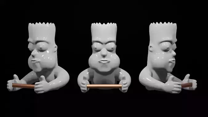 Bart Simpson Toilet Paper Holder STL File for 3D Printing