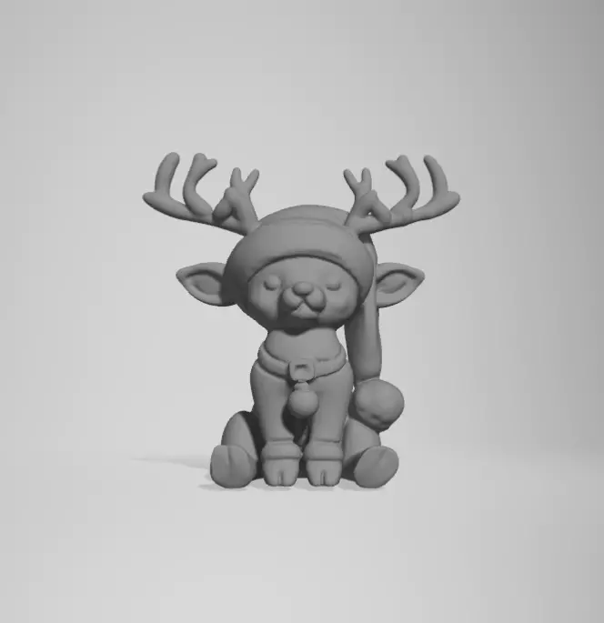 Extra Cute Santa Deer 3D print model_0