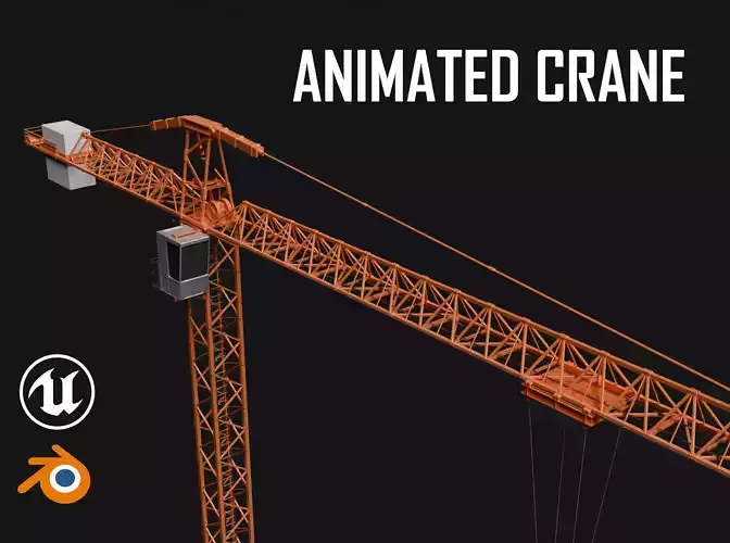 Animated Construction Tower Crane Kitbash - UE 5 - Blender