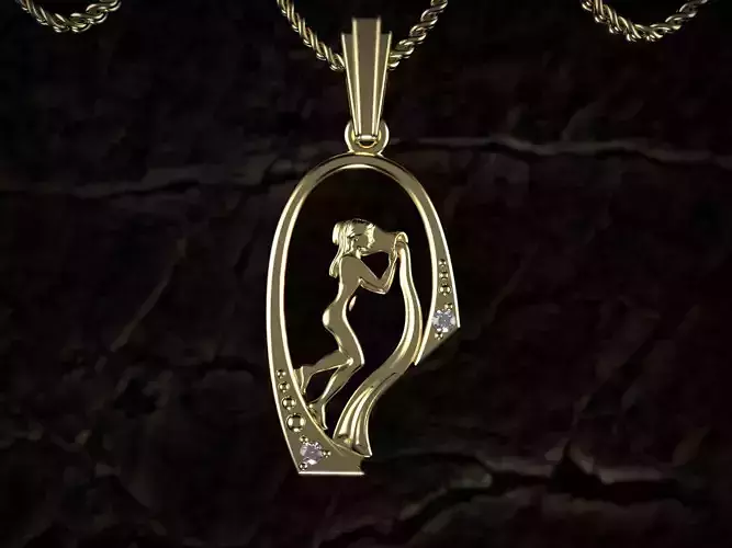 Aquarius Flow Golden Water Bearer Pendant 3D print model