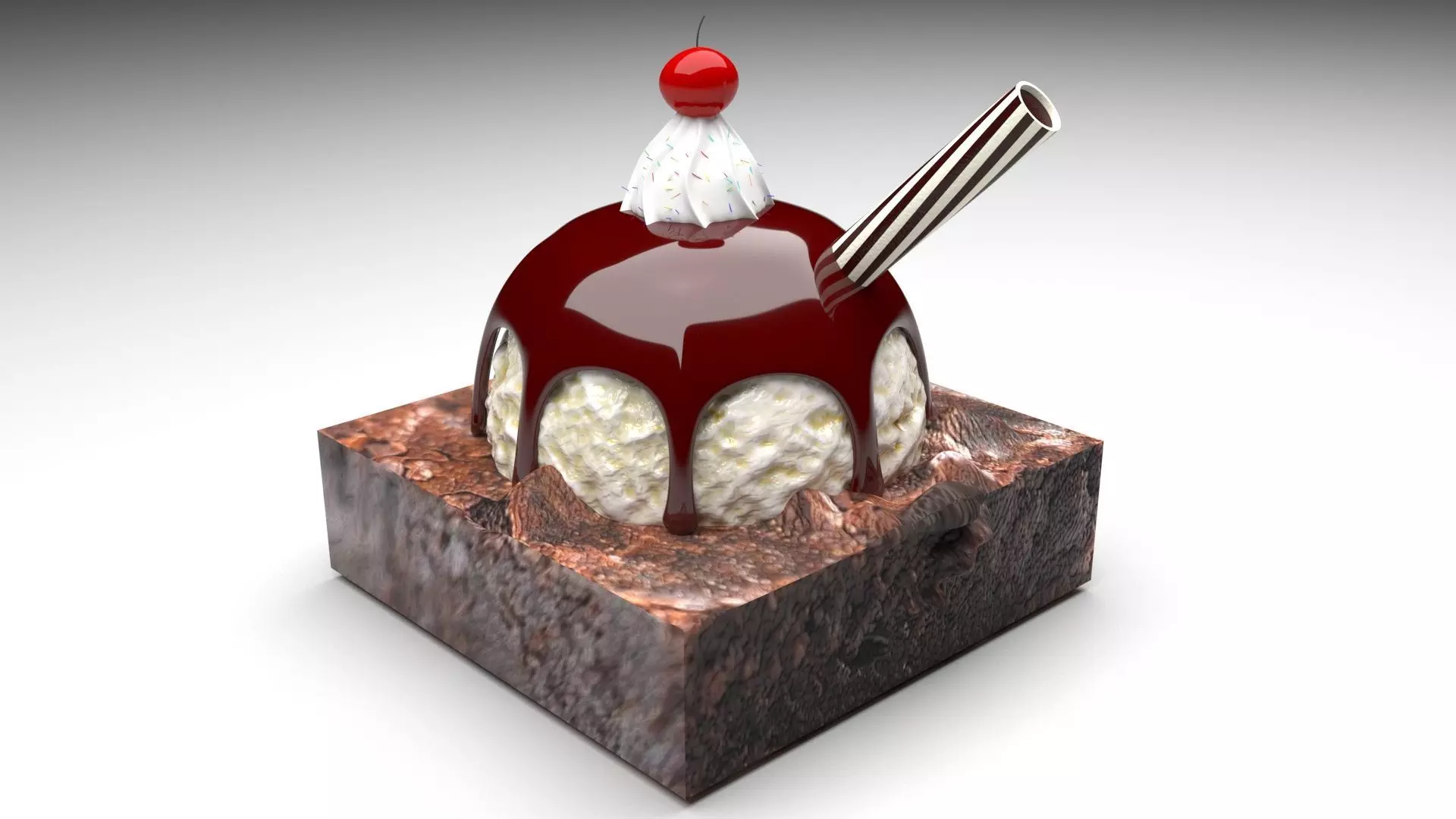 Brownie Sundae 3D model_0