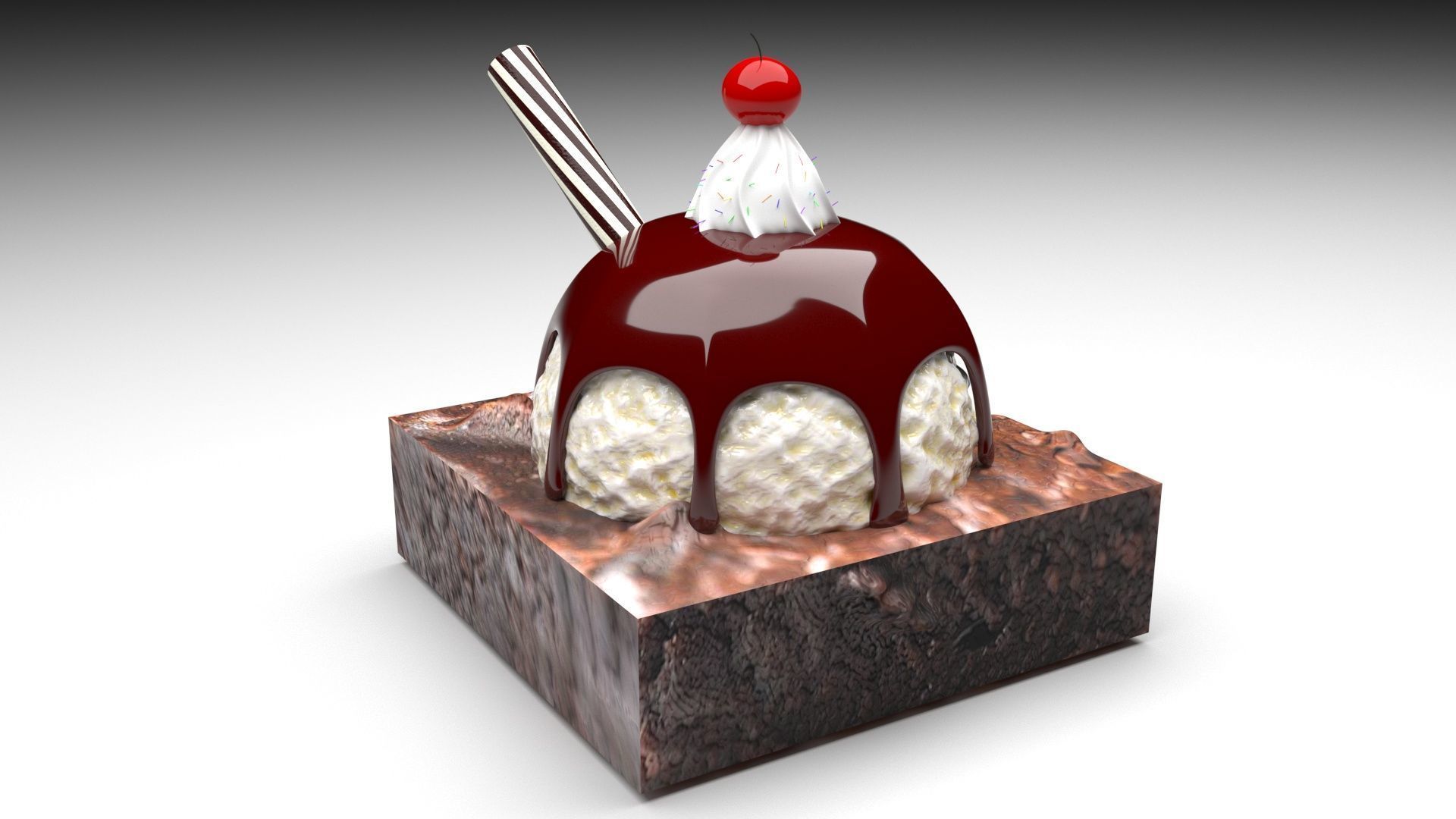 Brownie Sundae 3D model_2