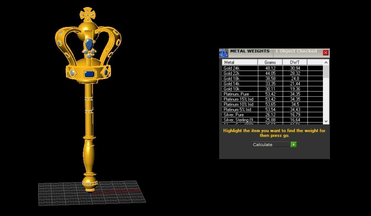 royal scepter pendant 3D print model_13