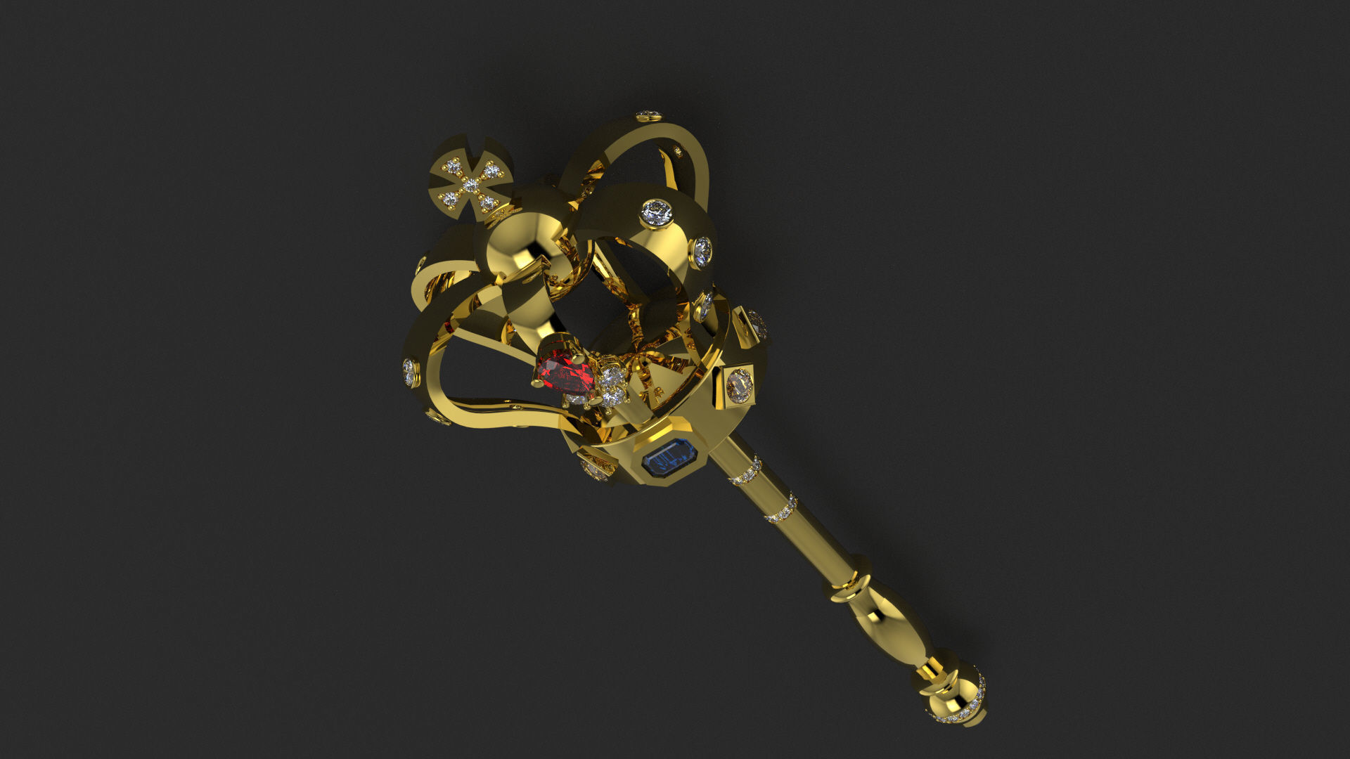 royal scepter pendant 3D print model_4