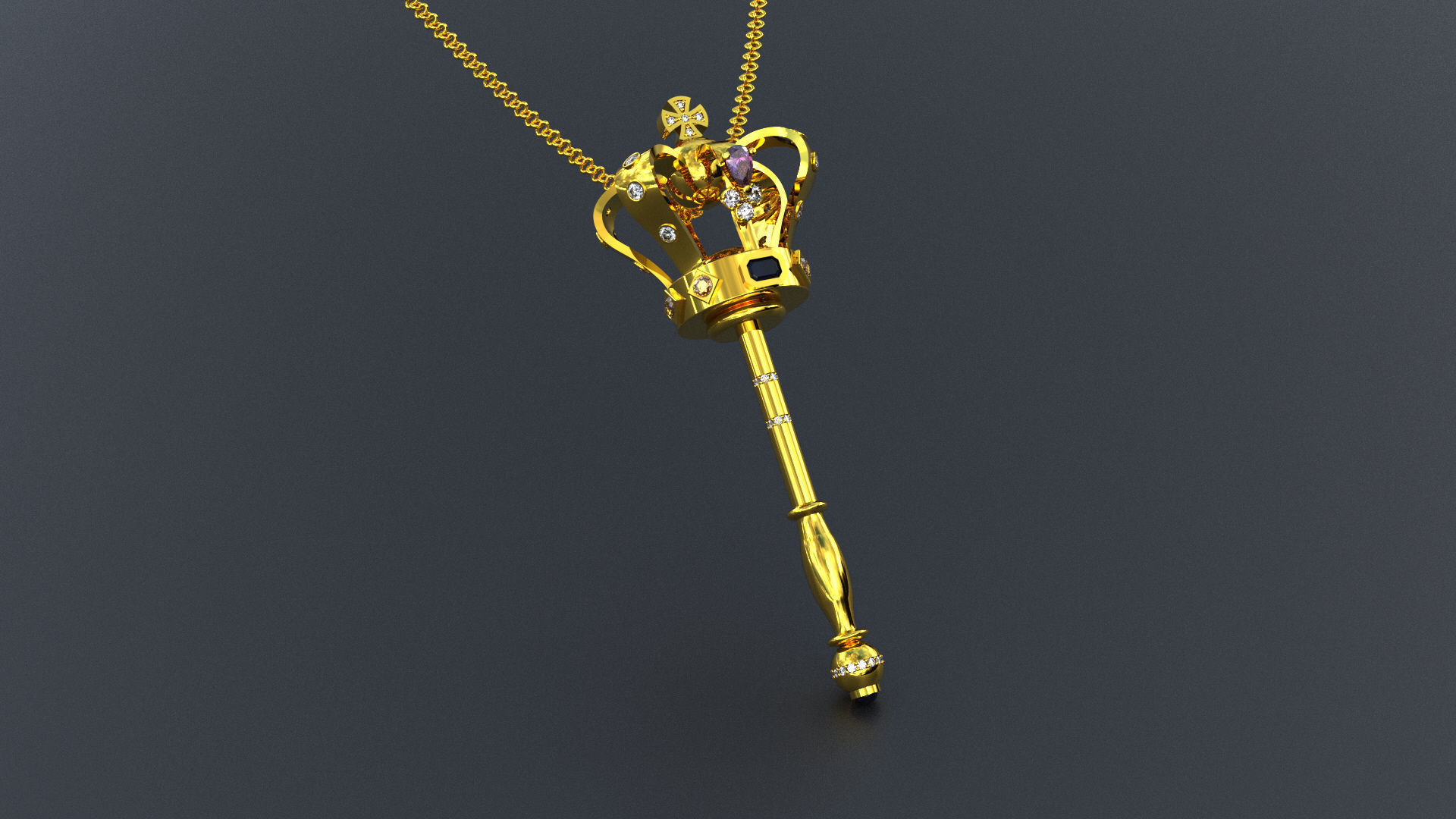 royal scepter pendant 3D print model_10