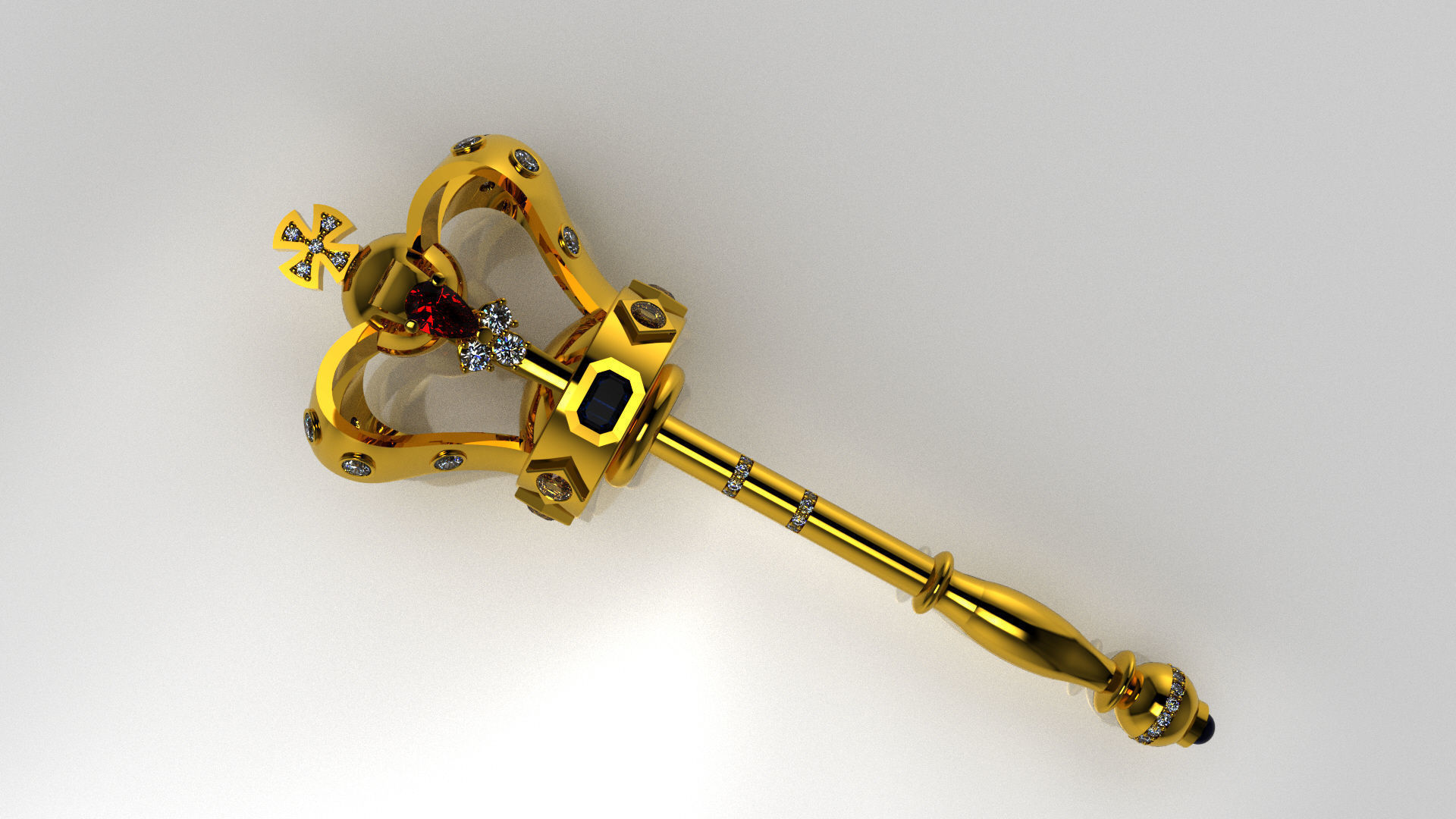 royal scepter pendant 3D print model_2