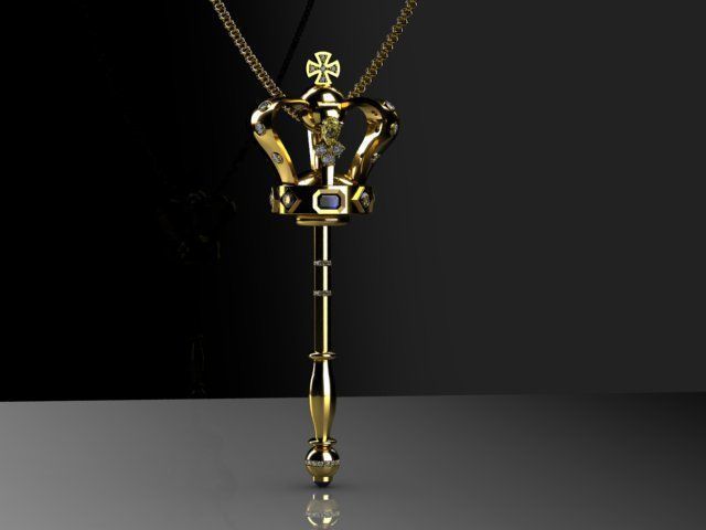 royal scepter pendant 3D print model_9