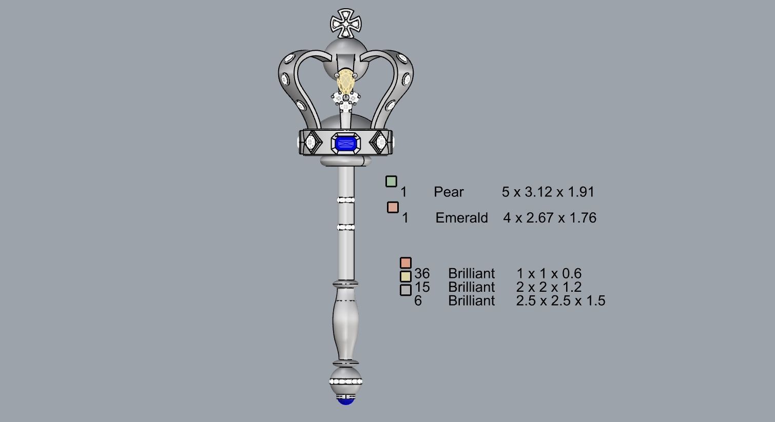 royal scepter pendant 3D print model_14