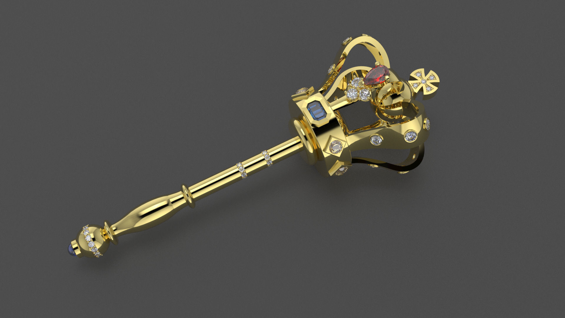royal scepter pendant 3D print model_1