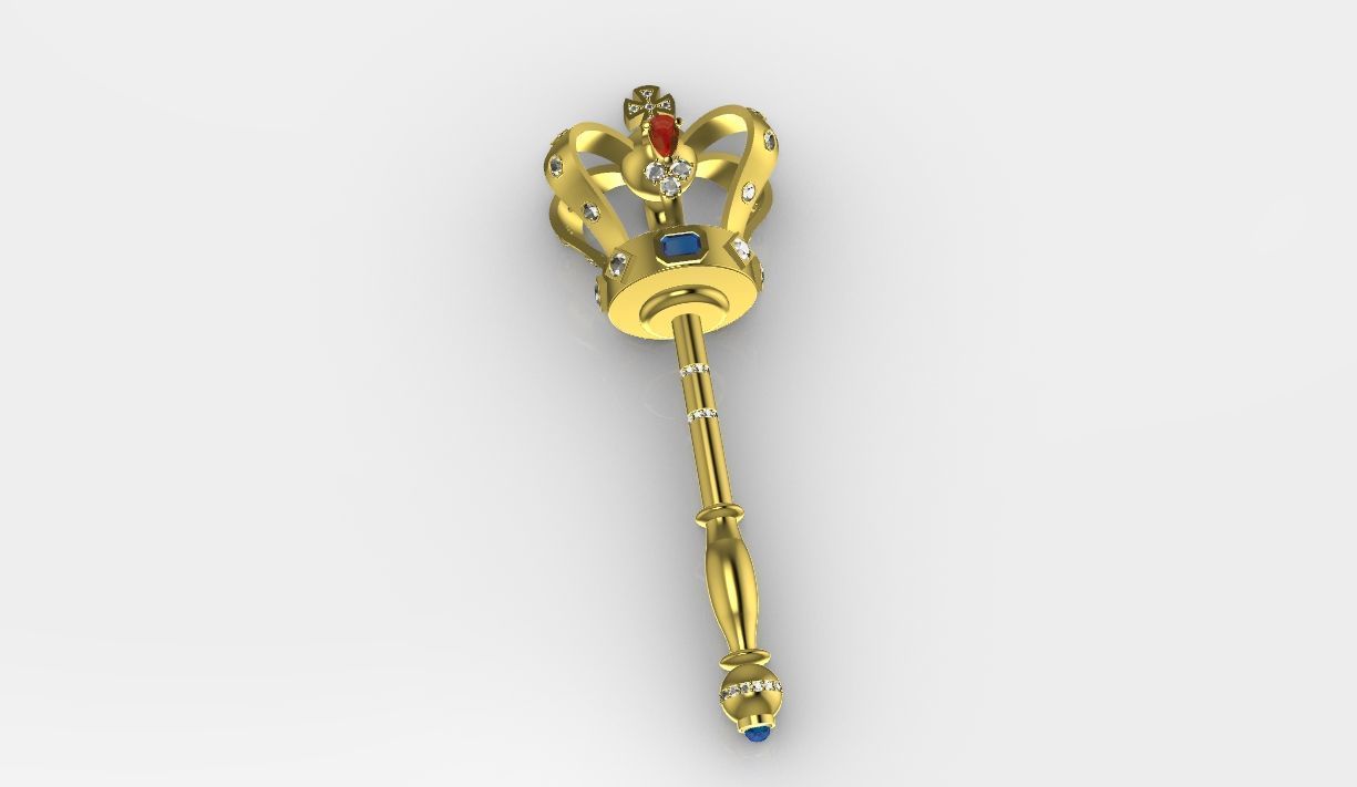 royal scepter pendant 3D print model_3