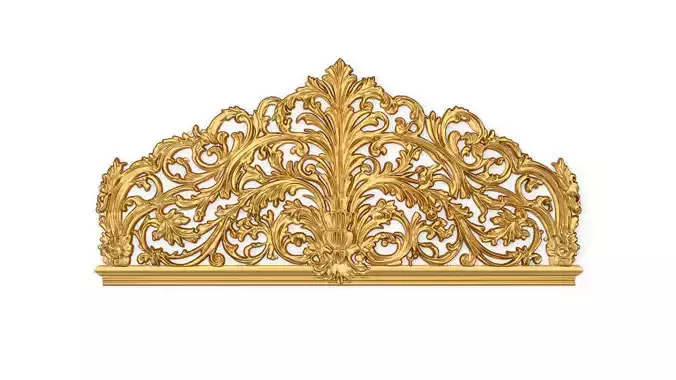 Classic Carved Bed 3D model 15 