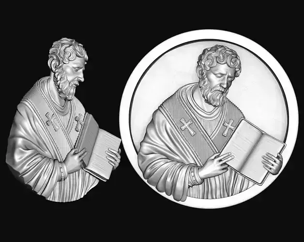 Saint Ambrose Bas Relief and Pendant 3D print model