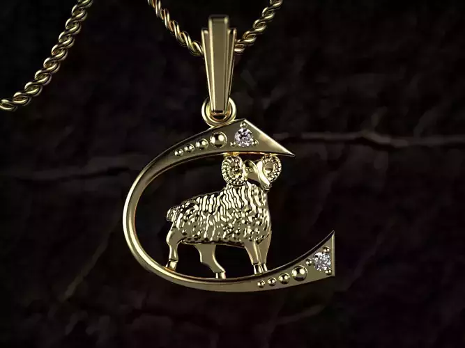 Celestial Modern Aries Pendant 3D print model