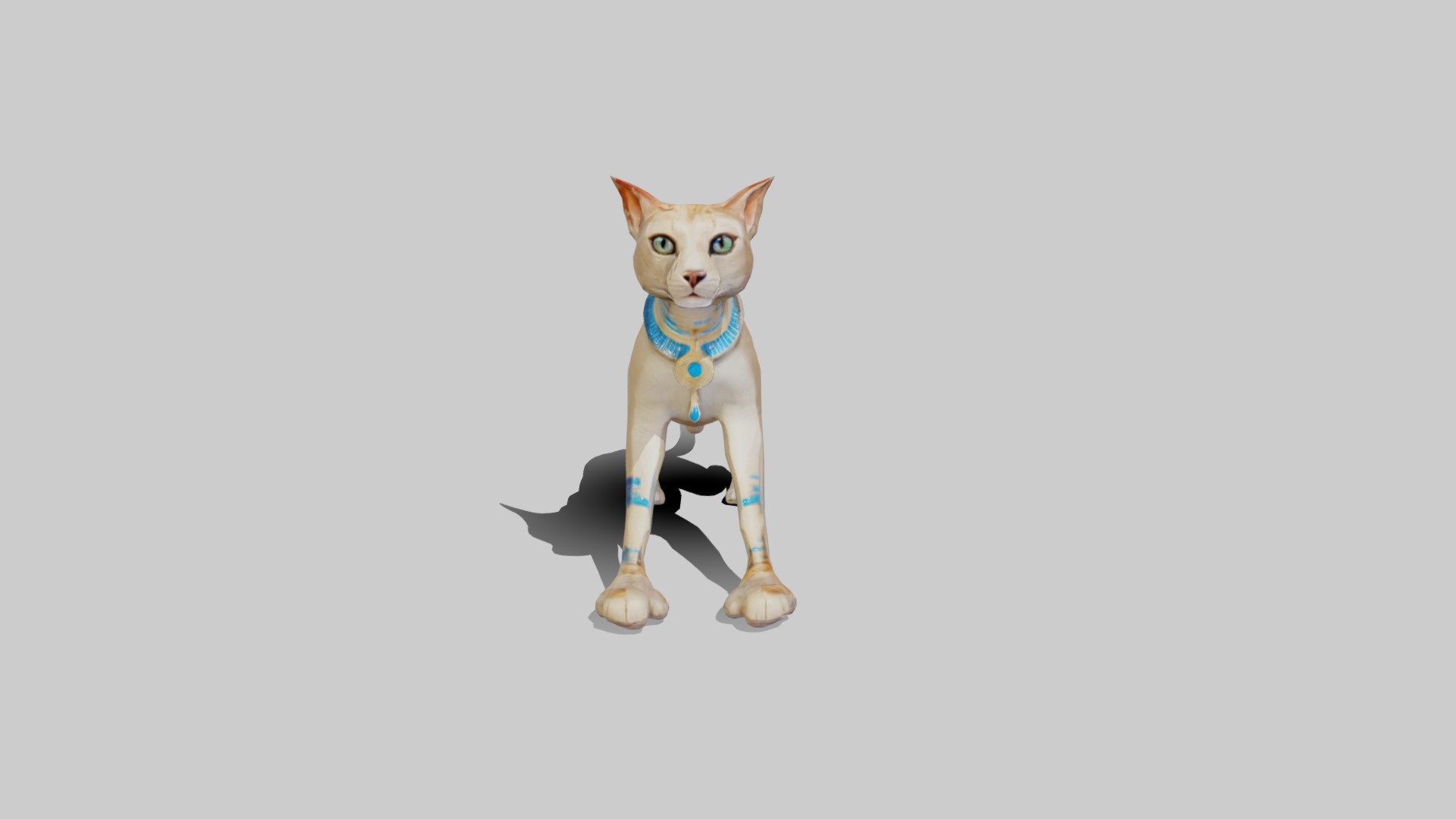 Animated Egyptian Cat Low-poly 3D model_1