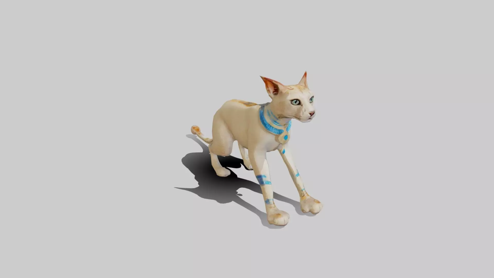 Animated Egyptian Cat Low-poly 3D model_0
