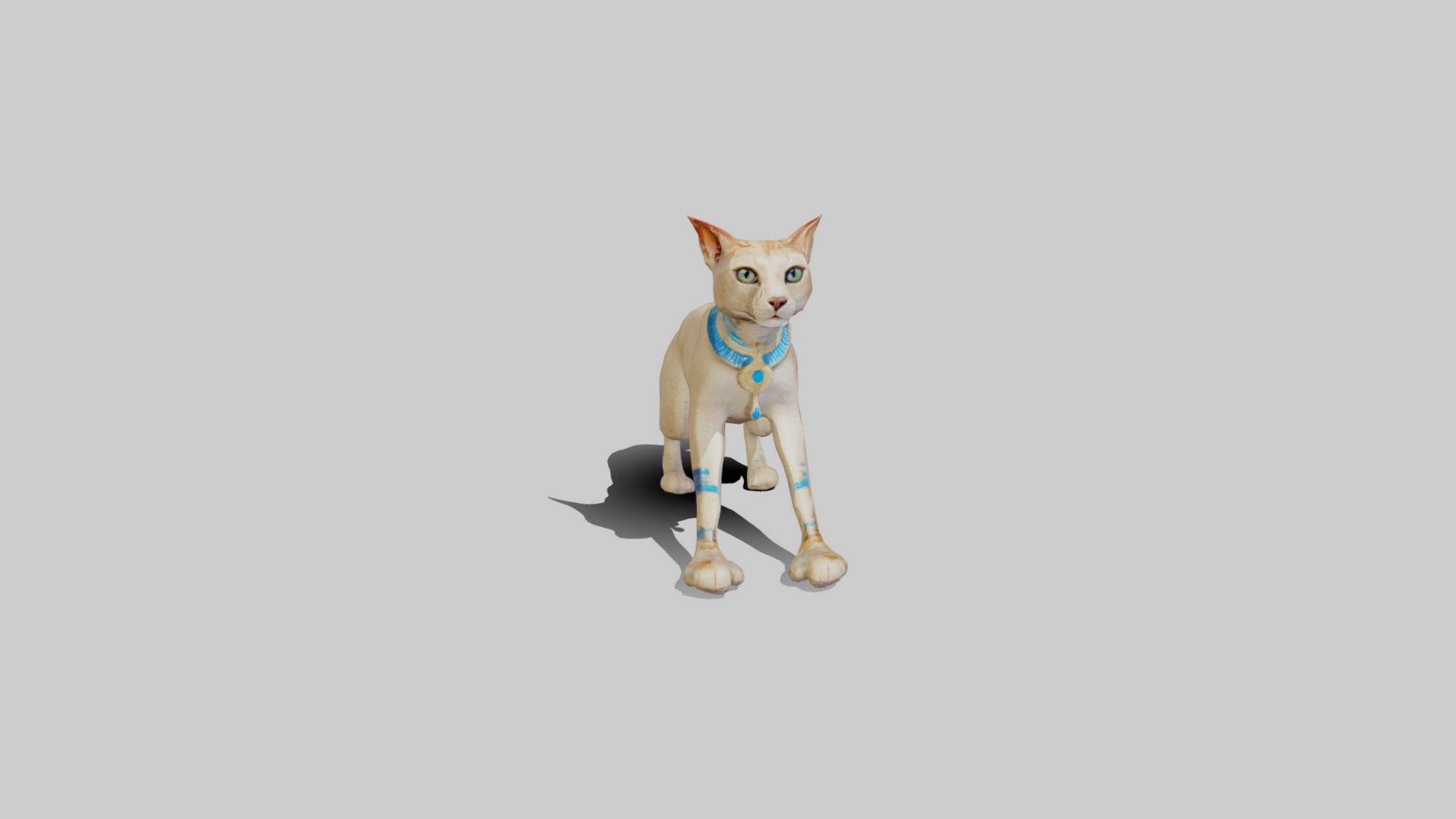 Animated Egyptian Cat Low-poly 3D model_9