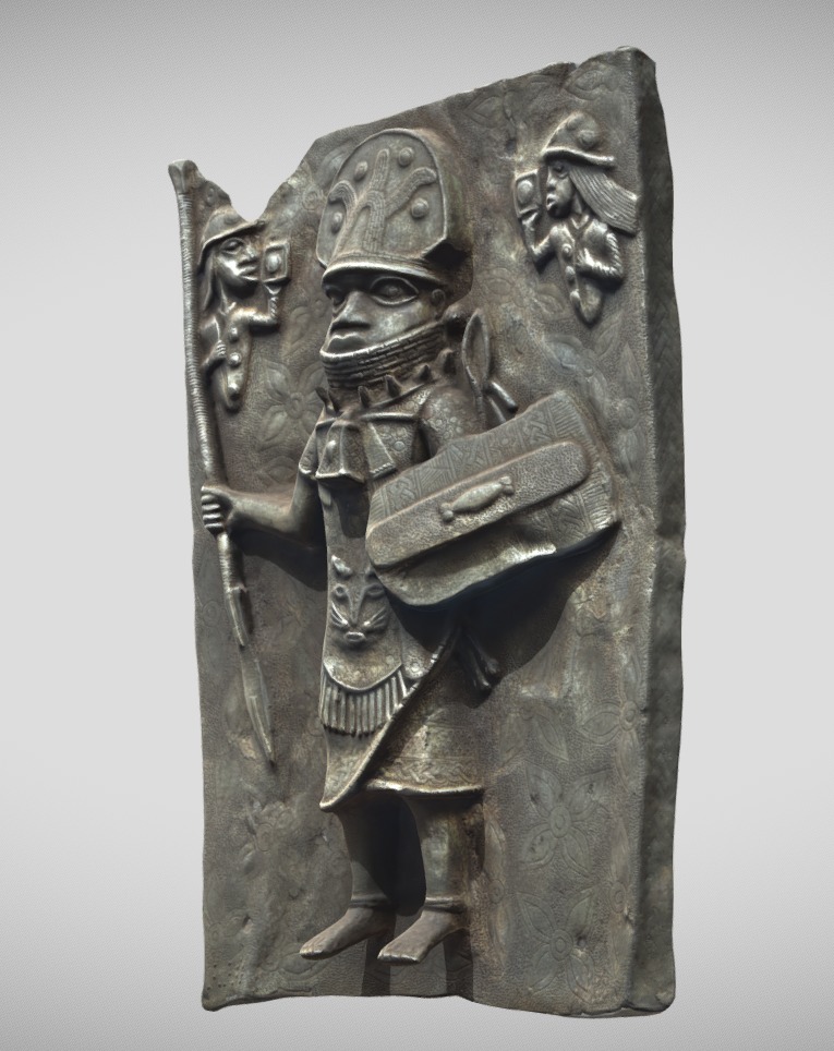 Relief Plaque with warriors II Low-poly 3D model_2