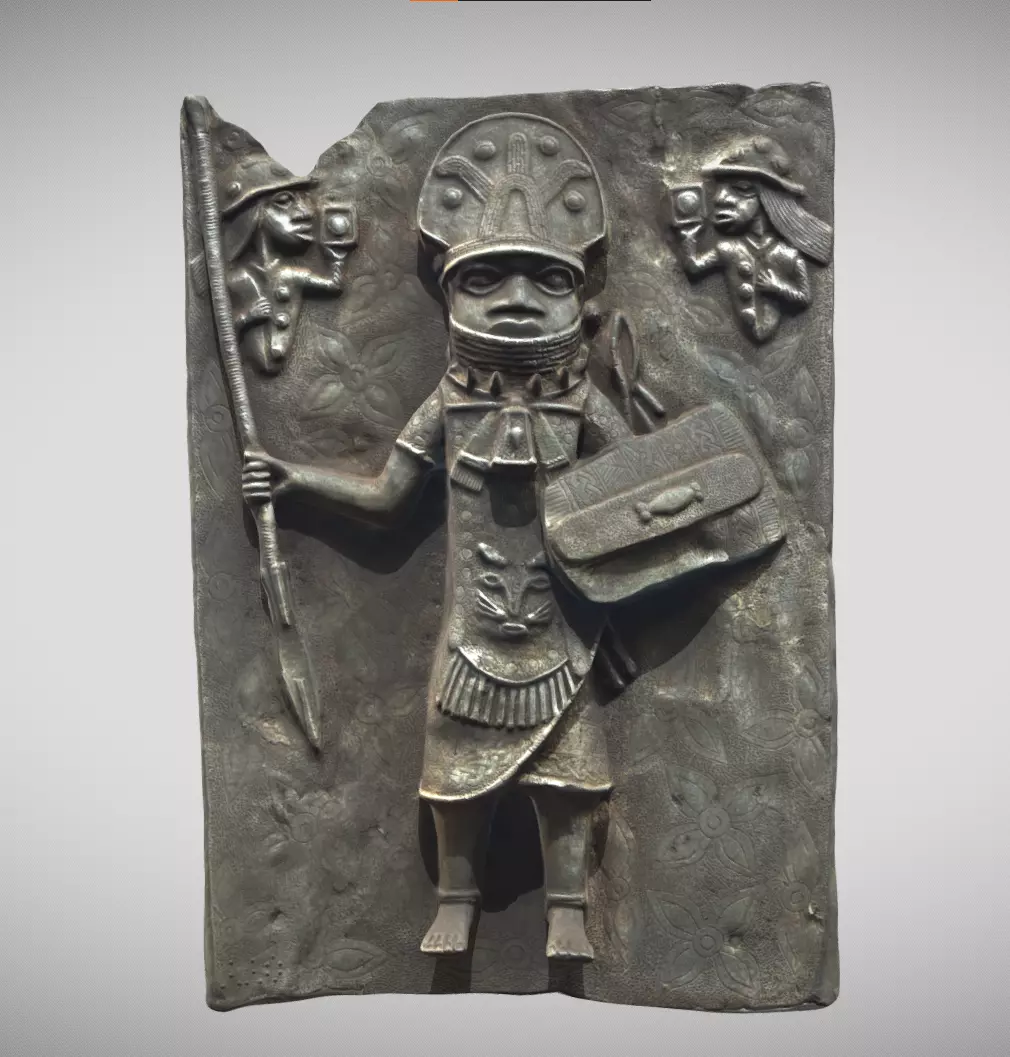 Relief Plaque with warriors II Low-poly 3D model_0